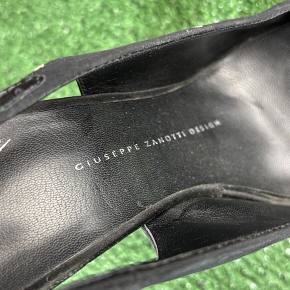 Giuseppe Zanotti Black Polka Dots Peep Toe Slingback Platform High Heels 38.5 - Picture 8 of 8